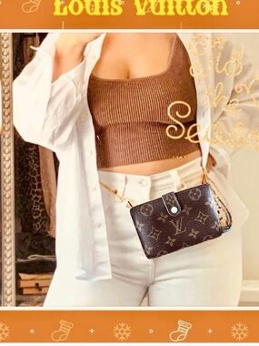 Louis Vuitton French purse, wallet, monogram, vintage kiss Lock brown gold